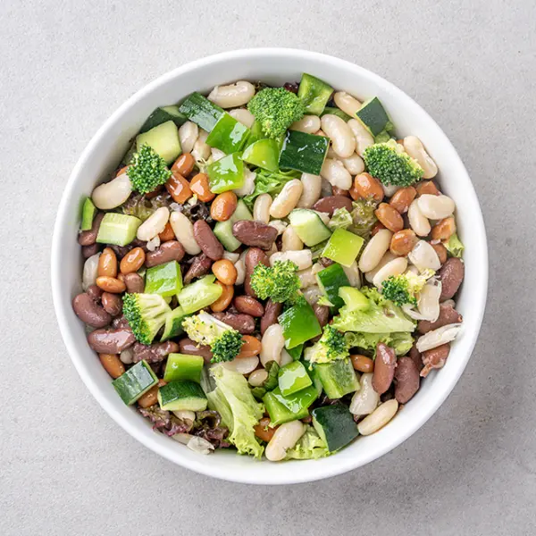 Classic Bean Trio Salad With Greens & Apple Cider Dressing
